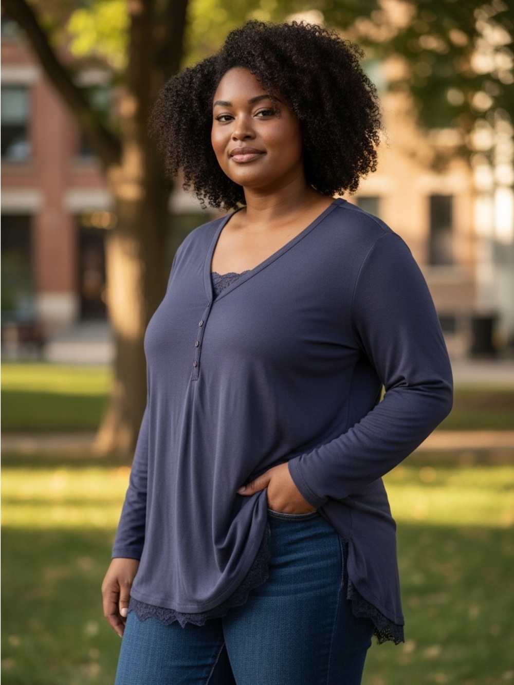 Woman Within Deep Blue Long Sleeve Tee